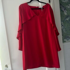Kobi Halperin red sheath dress with beautiful sleeves high quality NWOT